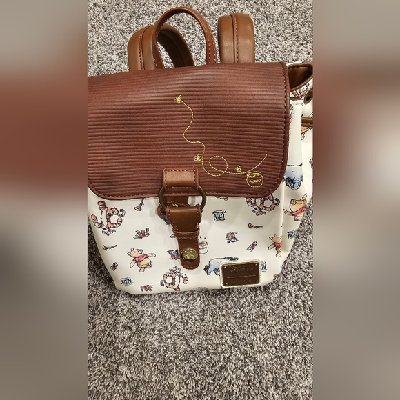 Loungefly Disney Winnie Pooh Character Cream & Brown Print Backpack - Picture 2 of 16